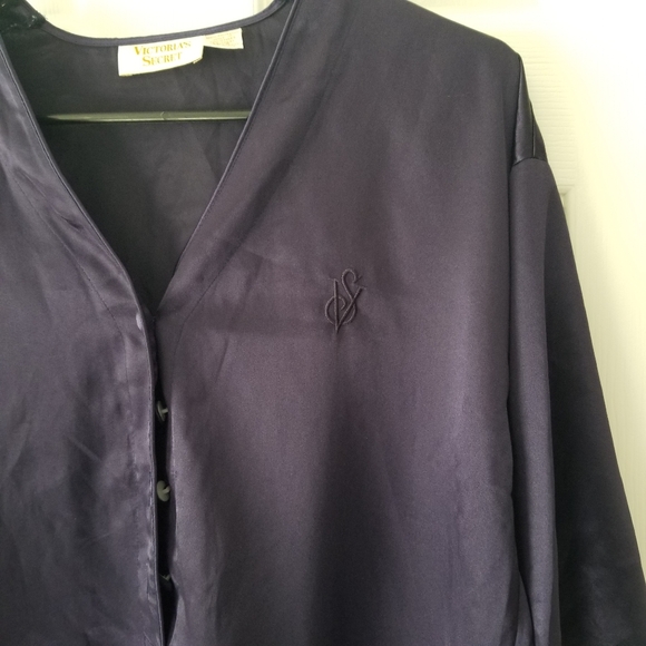 Victorias Secret Purple Satin Night Shirt Gold Label Monogram Vintage Womens P/S - Picture 3 of 7